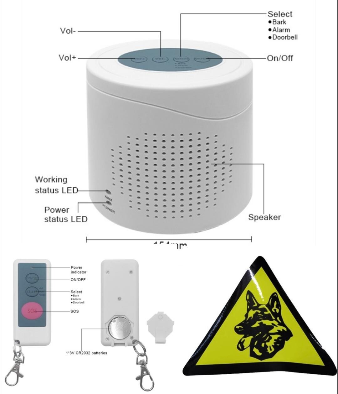 BARKING WATCH DOG Electronic Home Safety Security REMOTE Burglar Alarm System K9