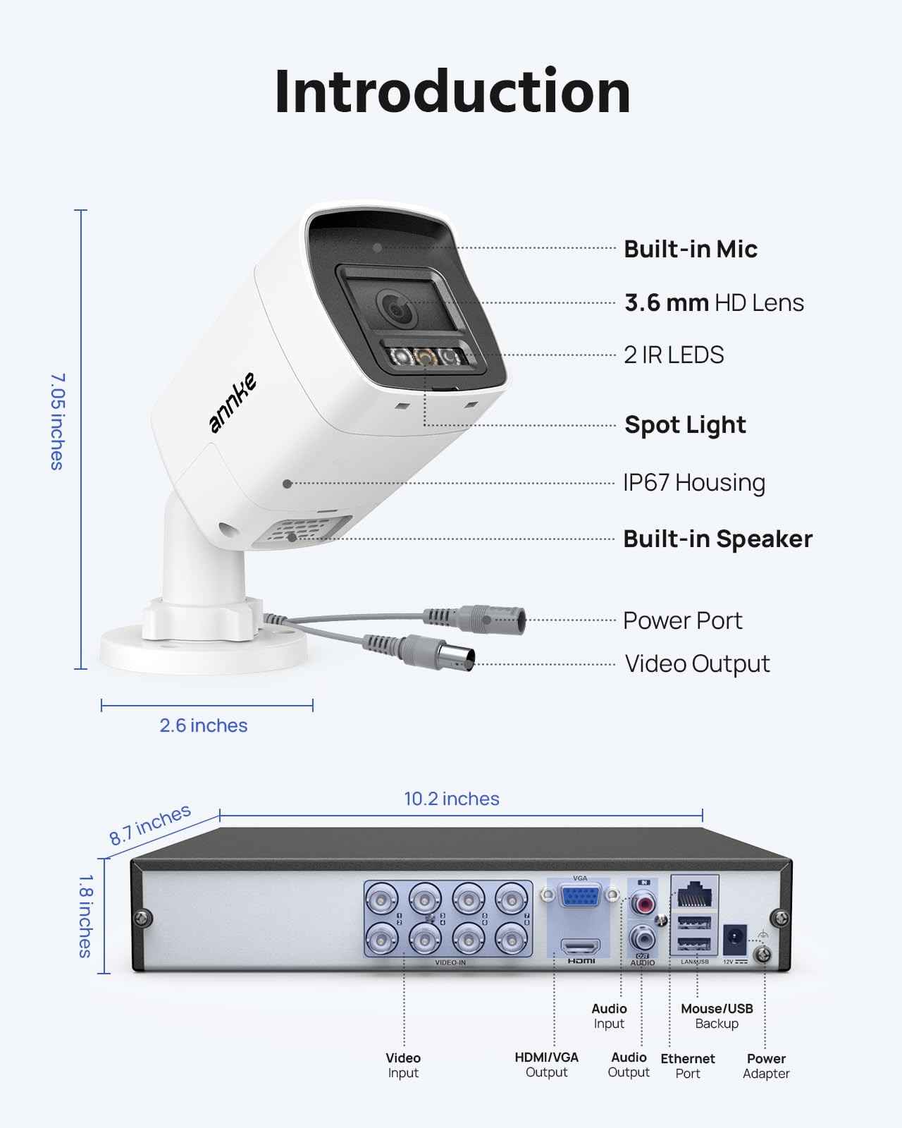 3K Two-Way Audio Security Camera System, 8CH 3K Lite H.265+ DVR with AI Human…
