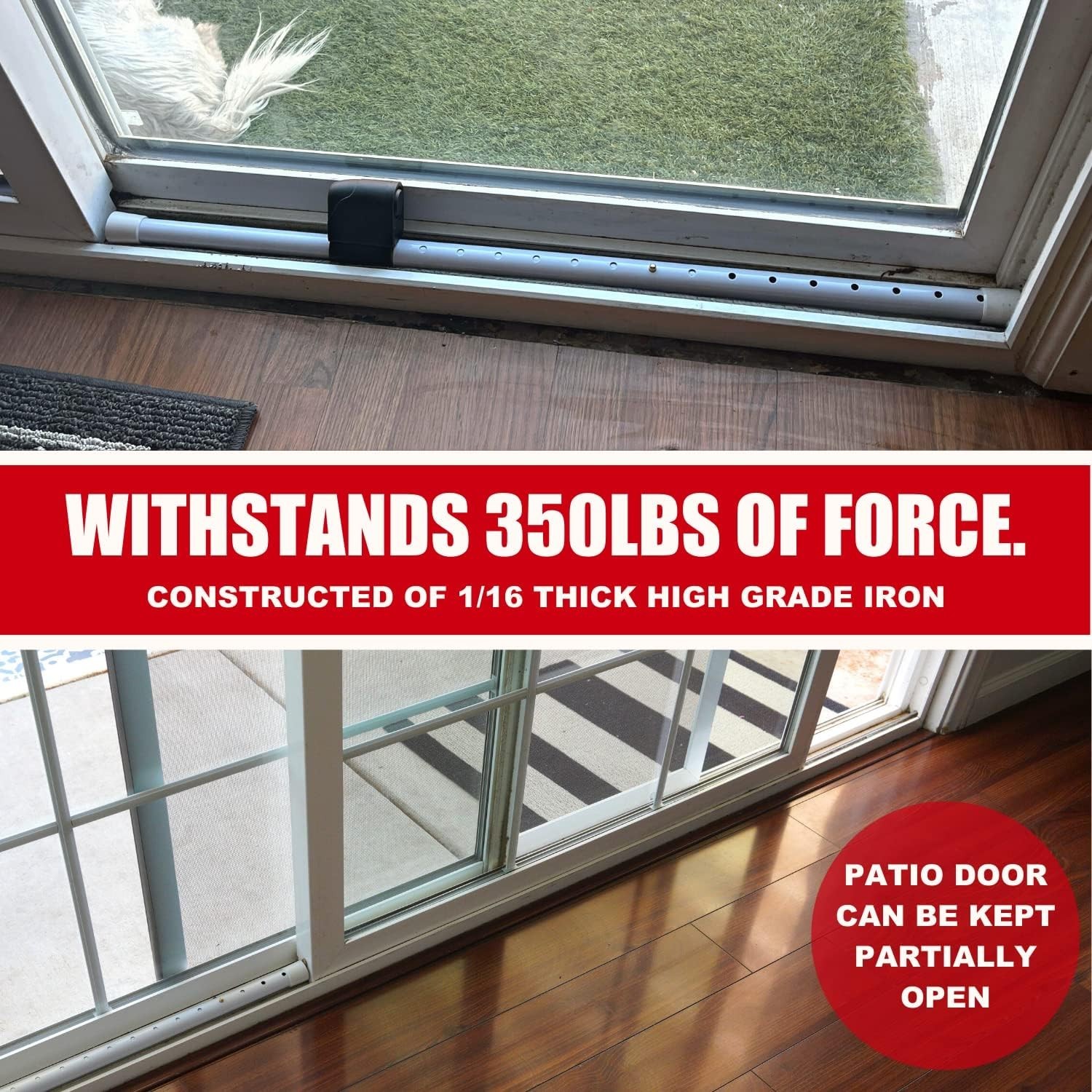 Rugged 2-in-1 Door Security Bar with 120dB Alarm – Protects Against Intrusions
