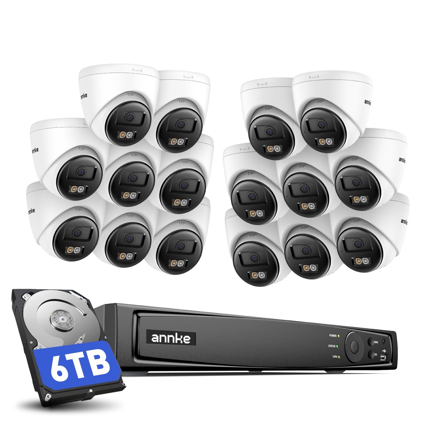 ANNKE 16CH 12MP NVR 3K POE AI Color Night Security Camera System Two Way Audio