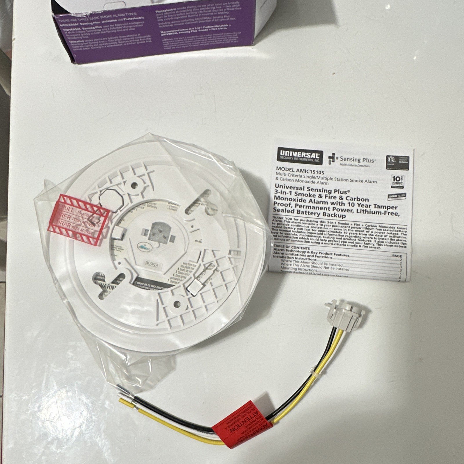 Universal AMIC1510SB Hardwired Smoke & CO Detector, Sealed Battery Backup, White
