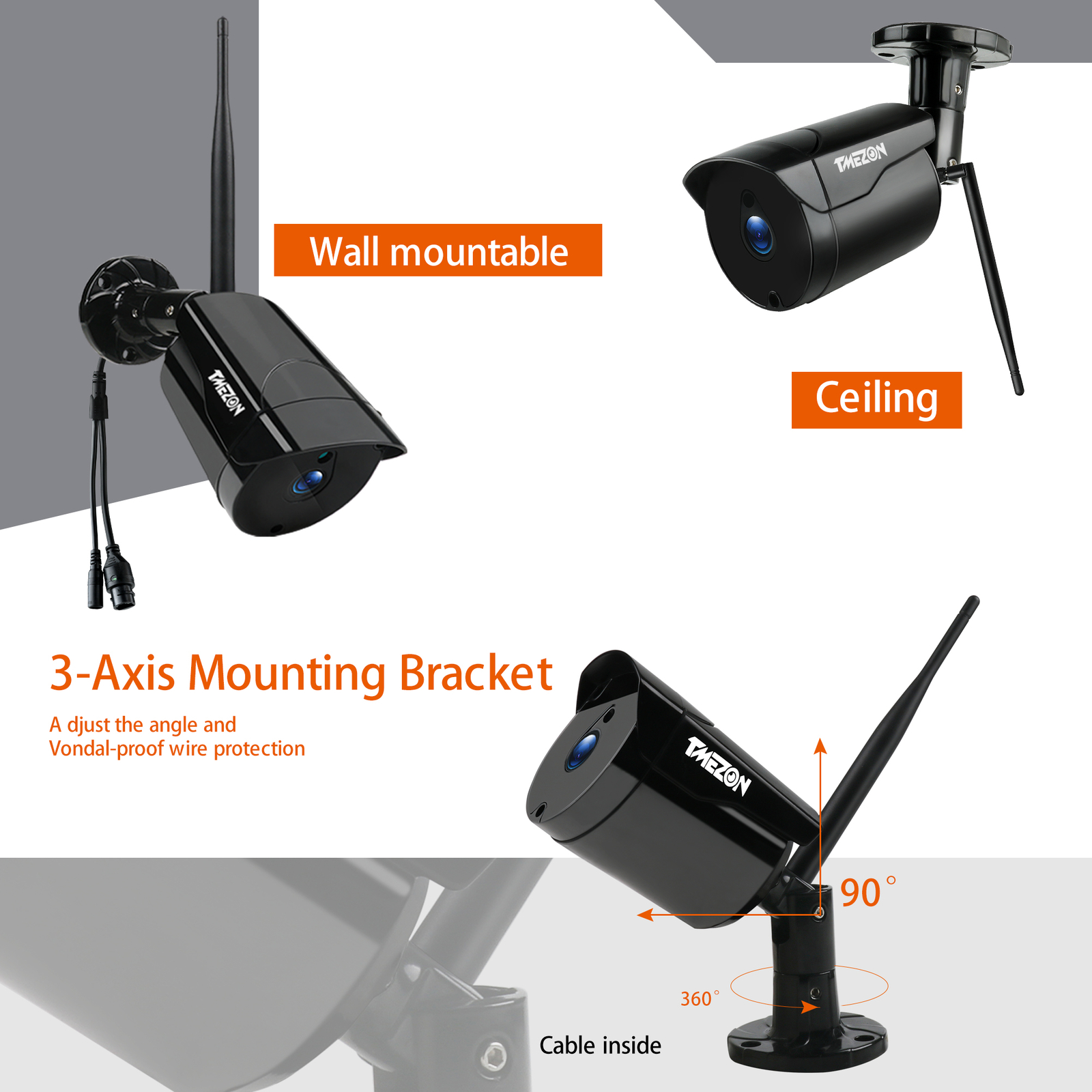 3MP 8CH Wireless Security Surveillance Audio Camera System Outdoor IR Night 2TB