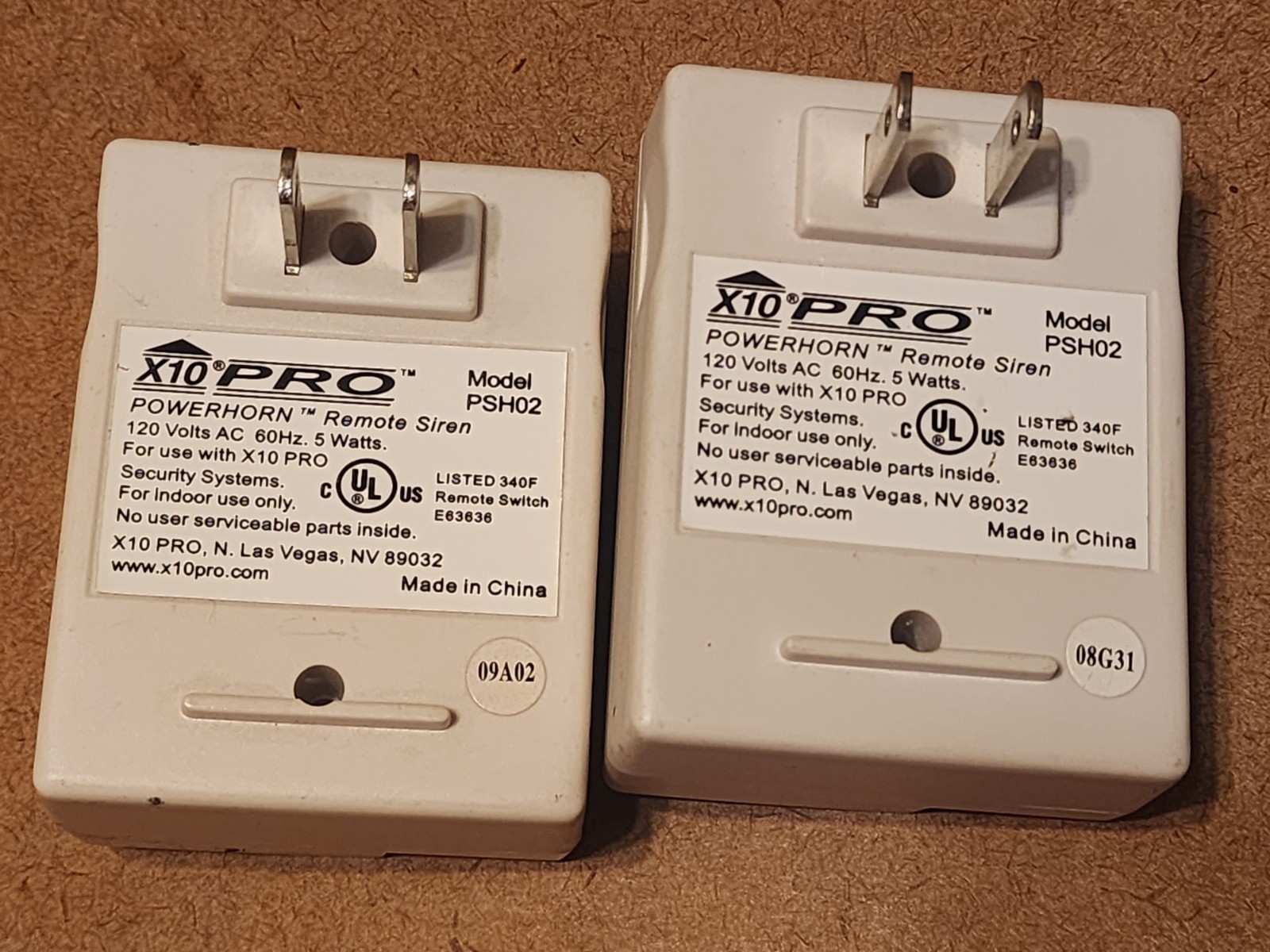LOT OF 2 X-10 PRO POWERHORN PSH02 REMOTE SIREN HOME SECURITY FREE SHIPPING – 2PK