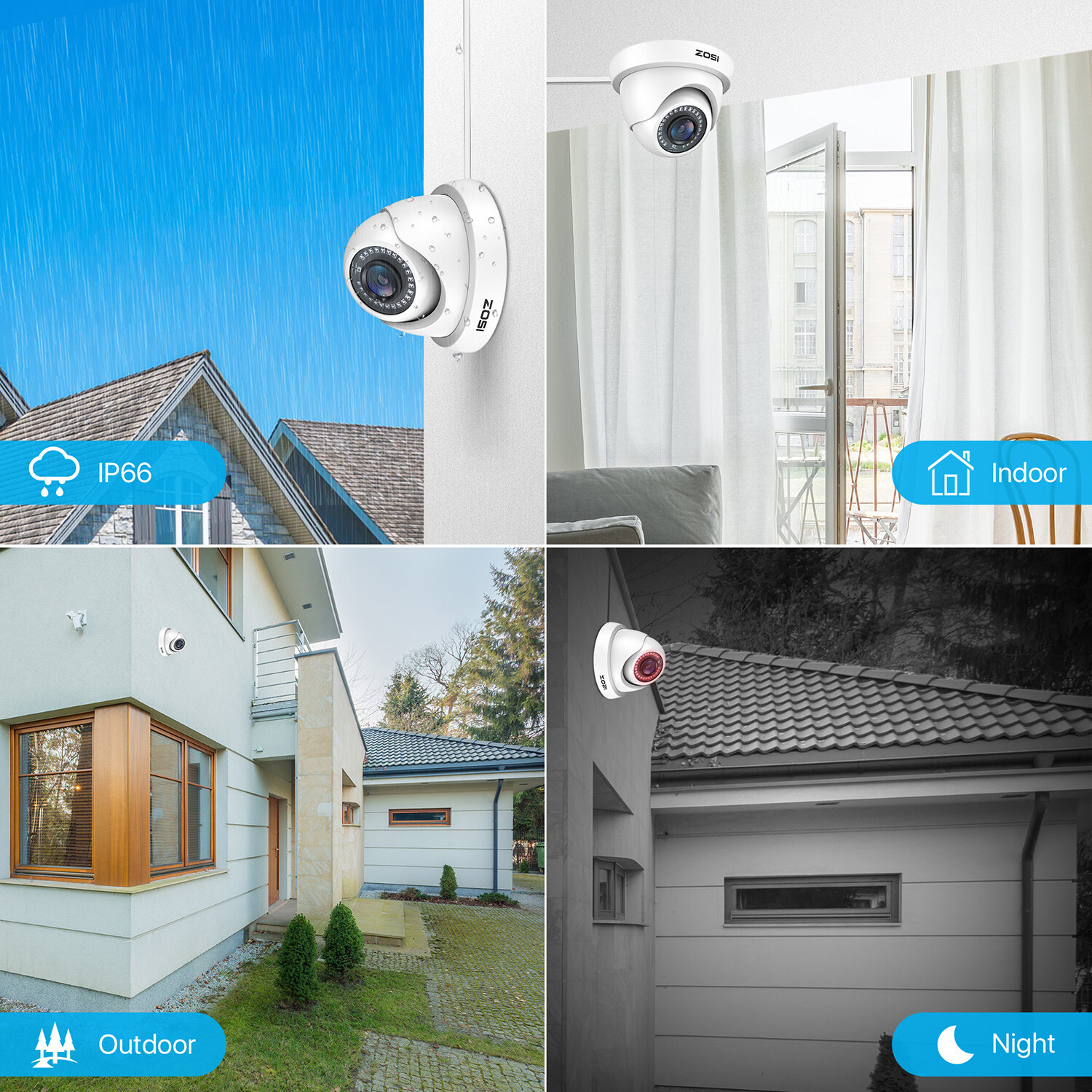 ZOSI 16CH 2MP 1080P Home Security Camera System 5MP Lite DVR CCTV Smart Alert IR