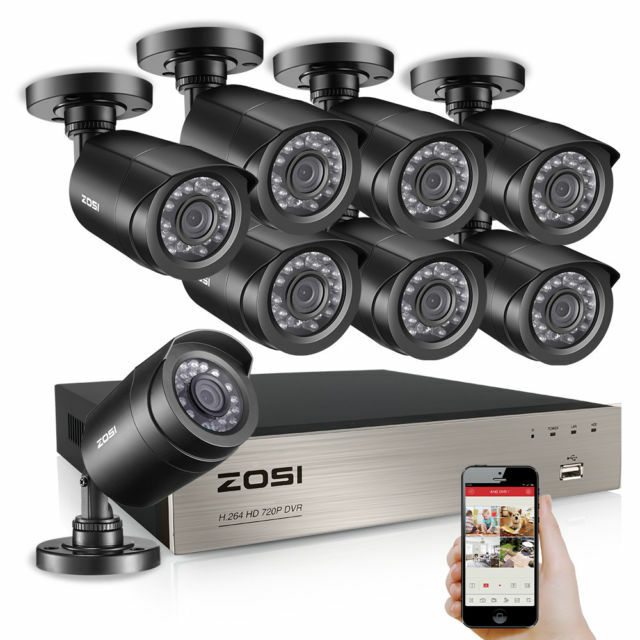 ZOSI 8ZN-106B8-00-US 1080p DVR 8 Channel Outdoor Home Surveillance Security…