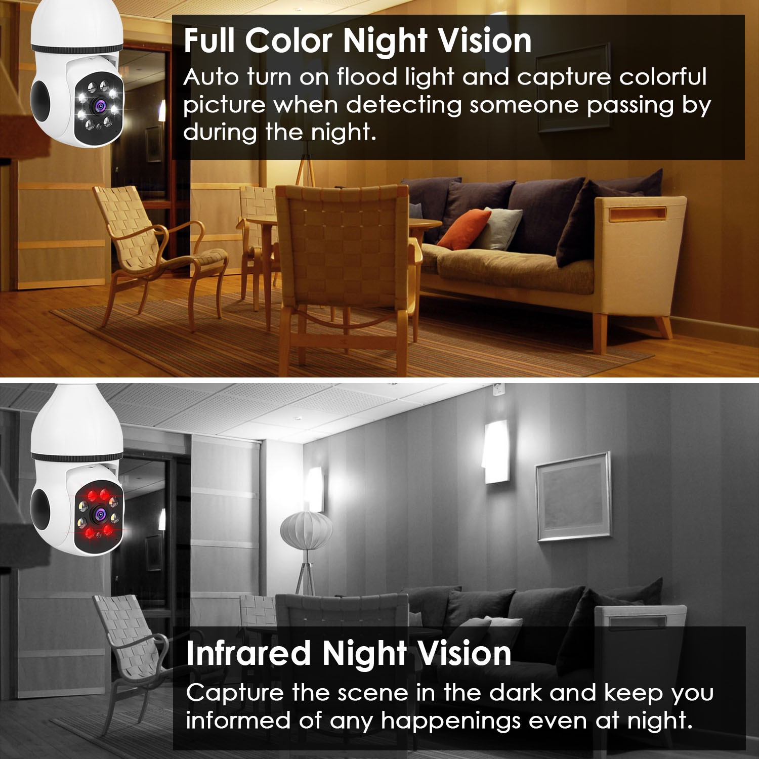 1Pc E27 WiFi Bulb Camera 1080P FHD WiFi IP Pan Tilt Security Surveillance Camera