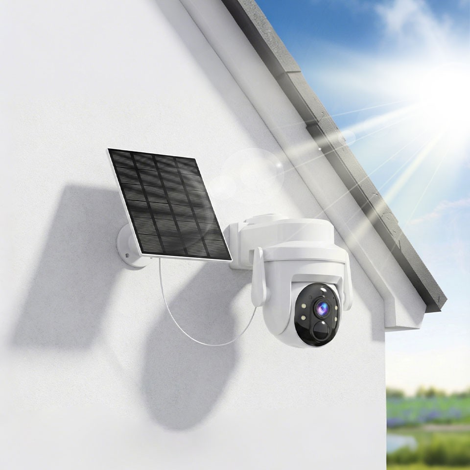 2Pcs Solar Wireless Security Camera 360° PTZ 2K-HD Camera Night Vision WiFi IP