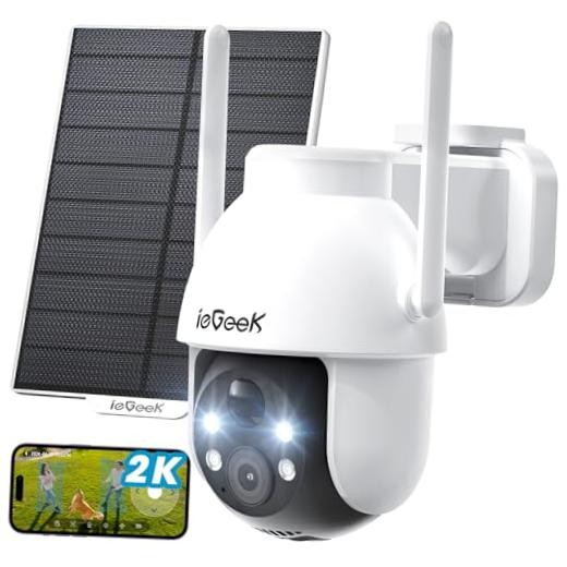 Security Cameras Wireless Outdoor, 2K Solar & Battery Powered Camera(White)