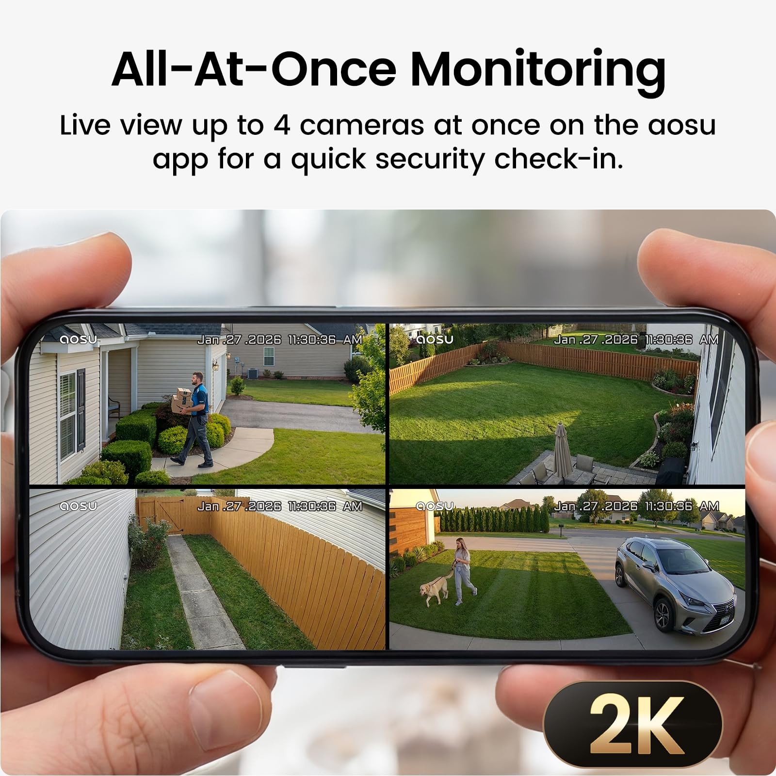 aosu Solar Security Cameras Wireless Outdoor, 2K HD Home Camera…