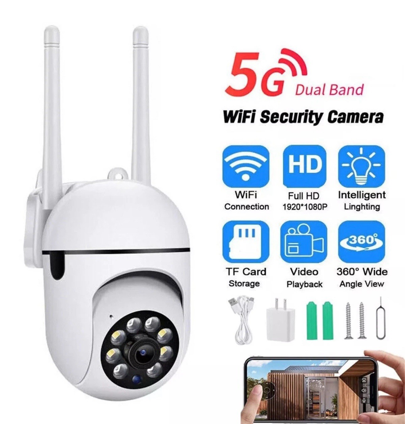 1-4Pack Wireless 5G WiFi Security Camera System Smart Outdoor Night Vision 1080P