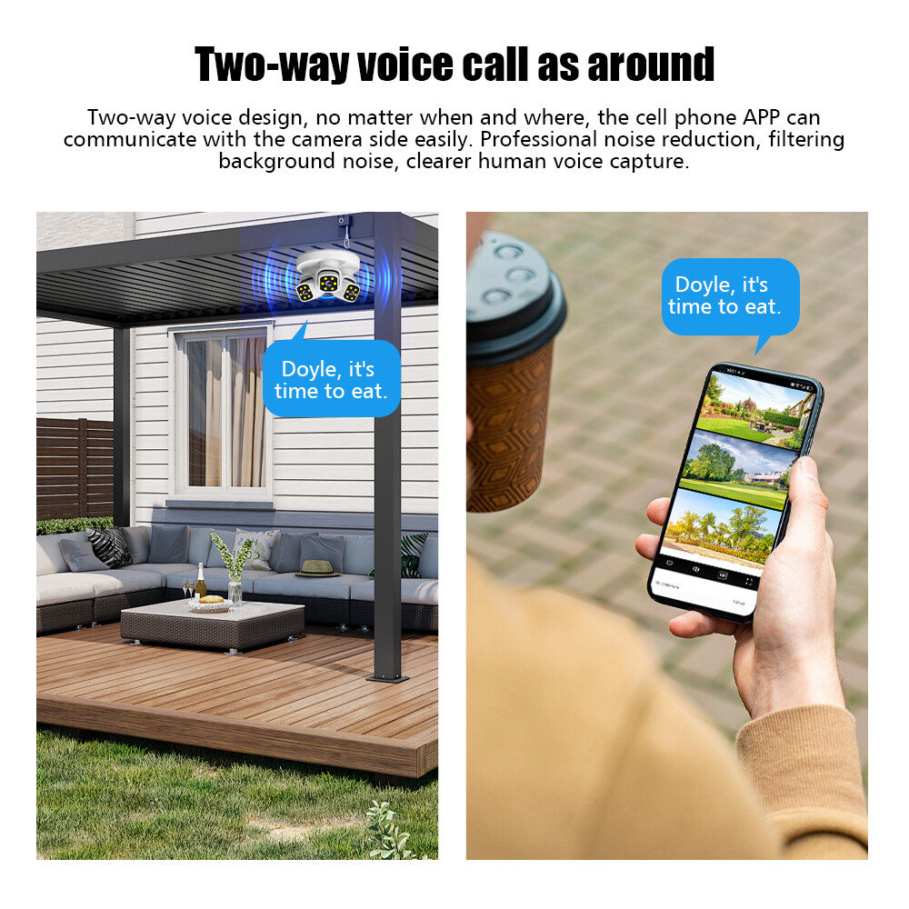 6MP WIFI Camera Three Lens Auto Tracking 360° PTZ Security Night Vision Camera
