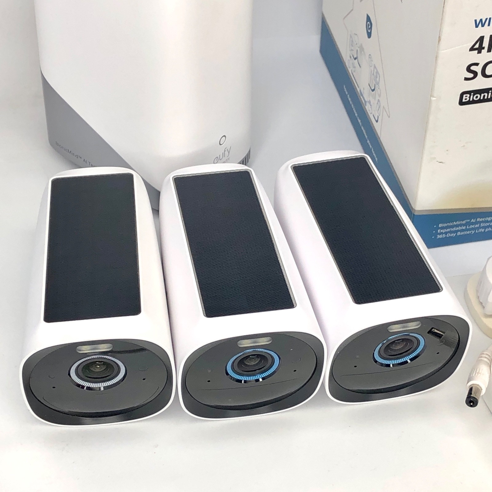 EufyCam 3, 3-Outdoor Wireless 4K Solar Powered Security Cameras w/ HomeBase 3