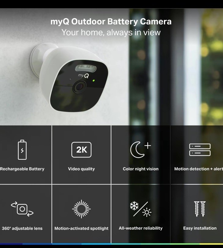 myQ Outdoor Battery Camera 3-Pack 2K Color Night Vision Spotlight Wi-Fi
