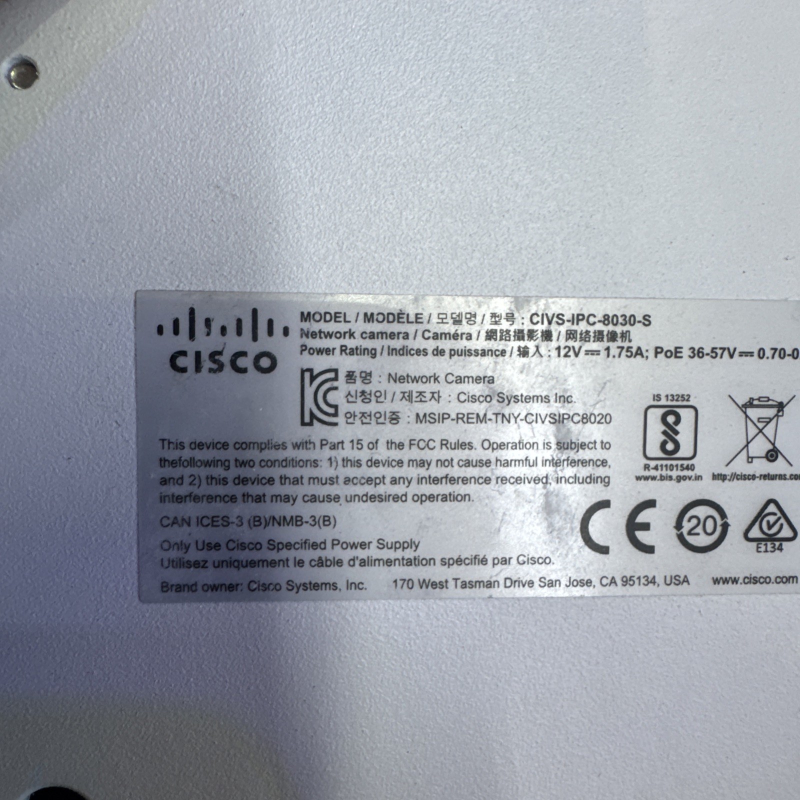 2 Cisco CIVS-IPC-8030 Network Dome Surveillance Camera