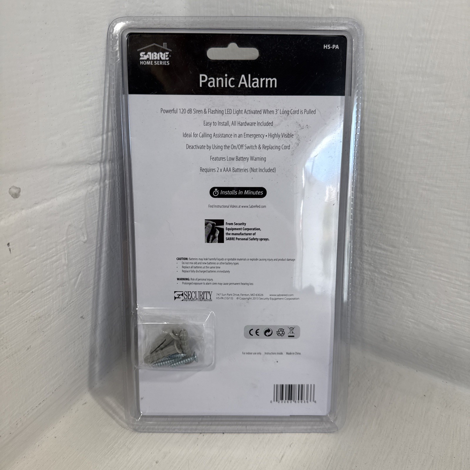 NEW Sabre Home Series HS-PA Standalone Panic Alarm 120dB Installs in Minute NIB