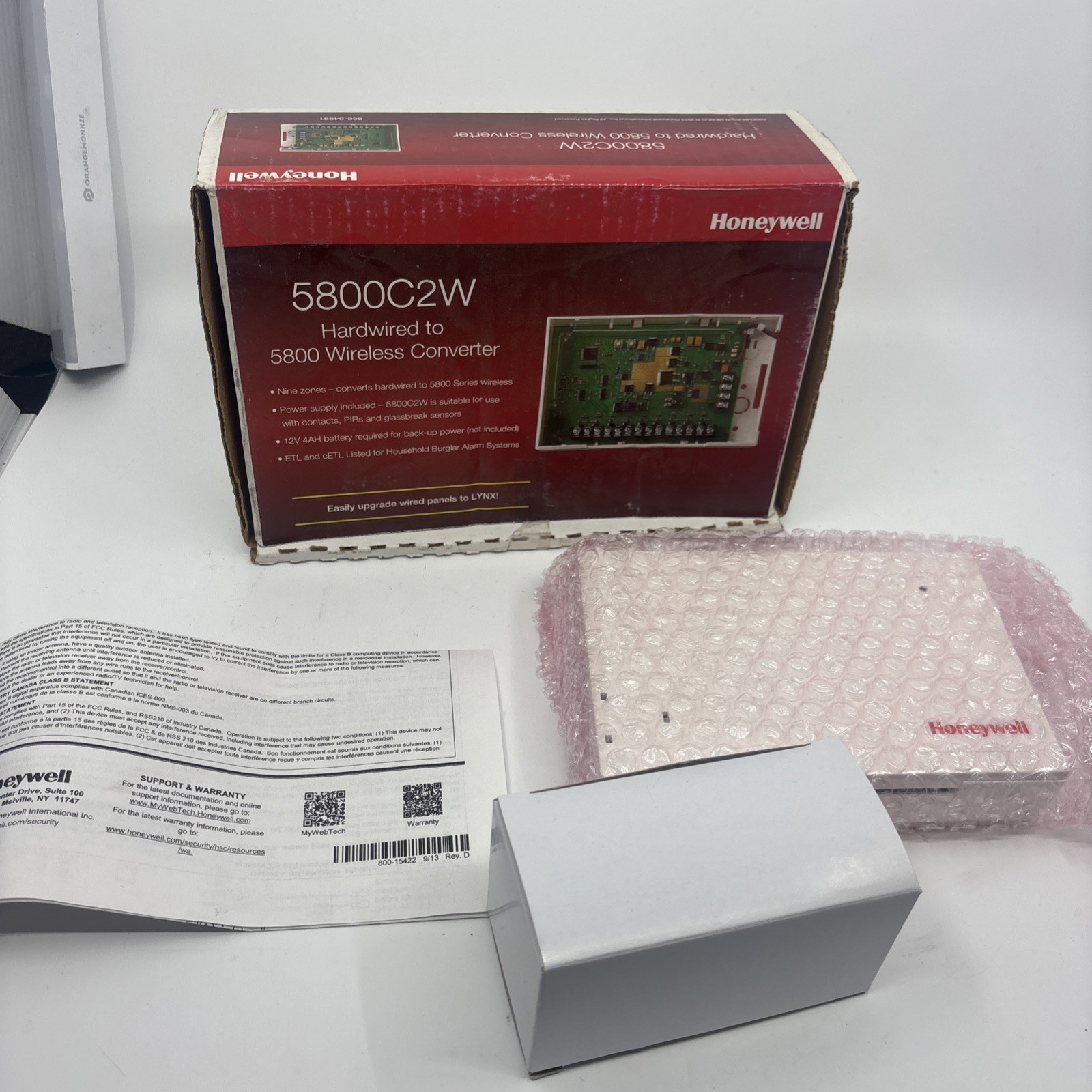 Honeywell 5800C2W Hardwired to 5800 Wireless Converter New Open Box