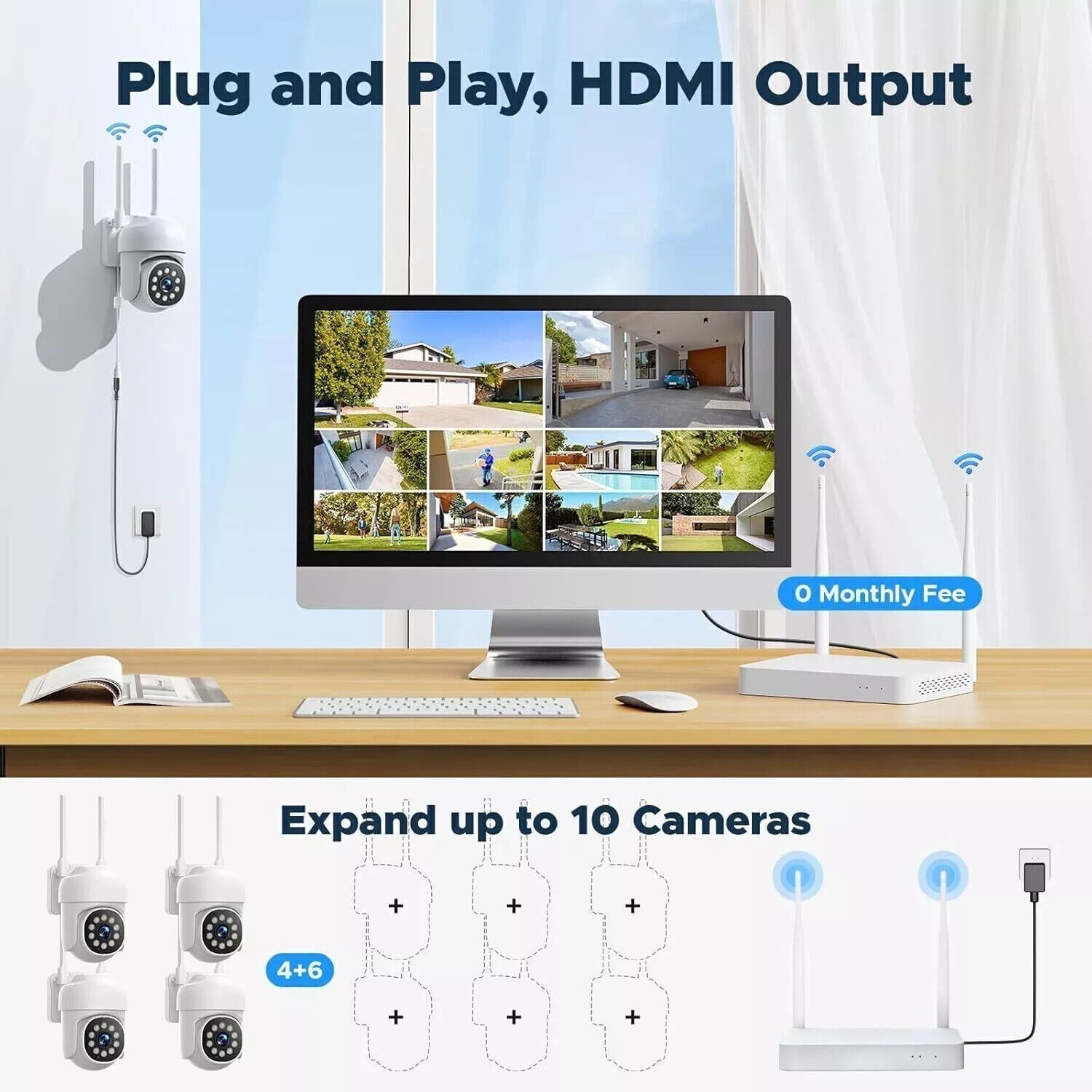5G Wifi Wireless Security Camera System Outdoor Home Night Vision Cam 1080P HD