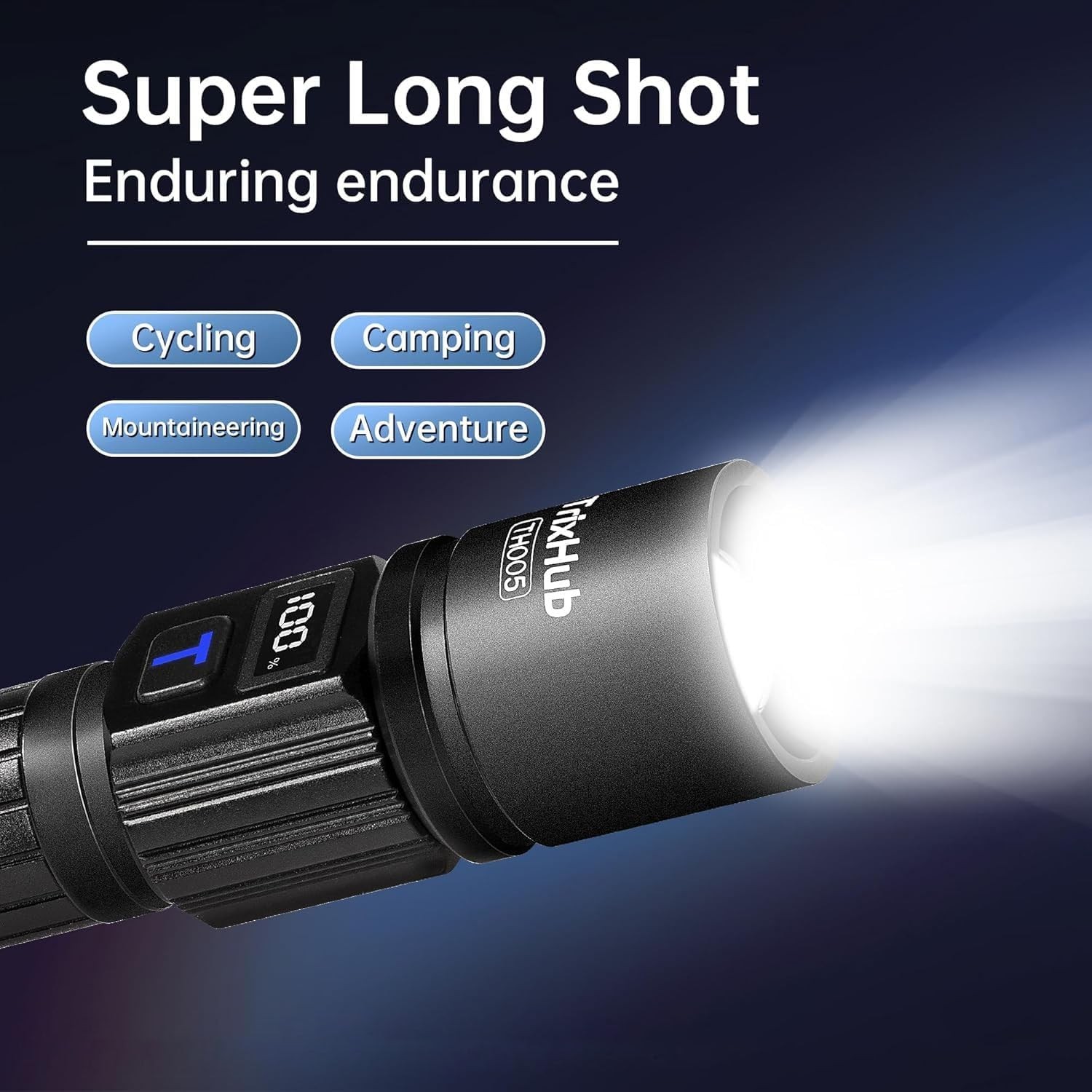 TrixHub Rechargeable LED Flashlights 2 Pack High Lumens Zoomable LCD Display