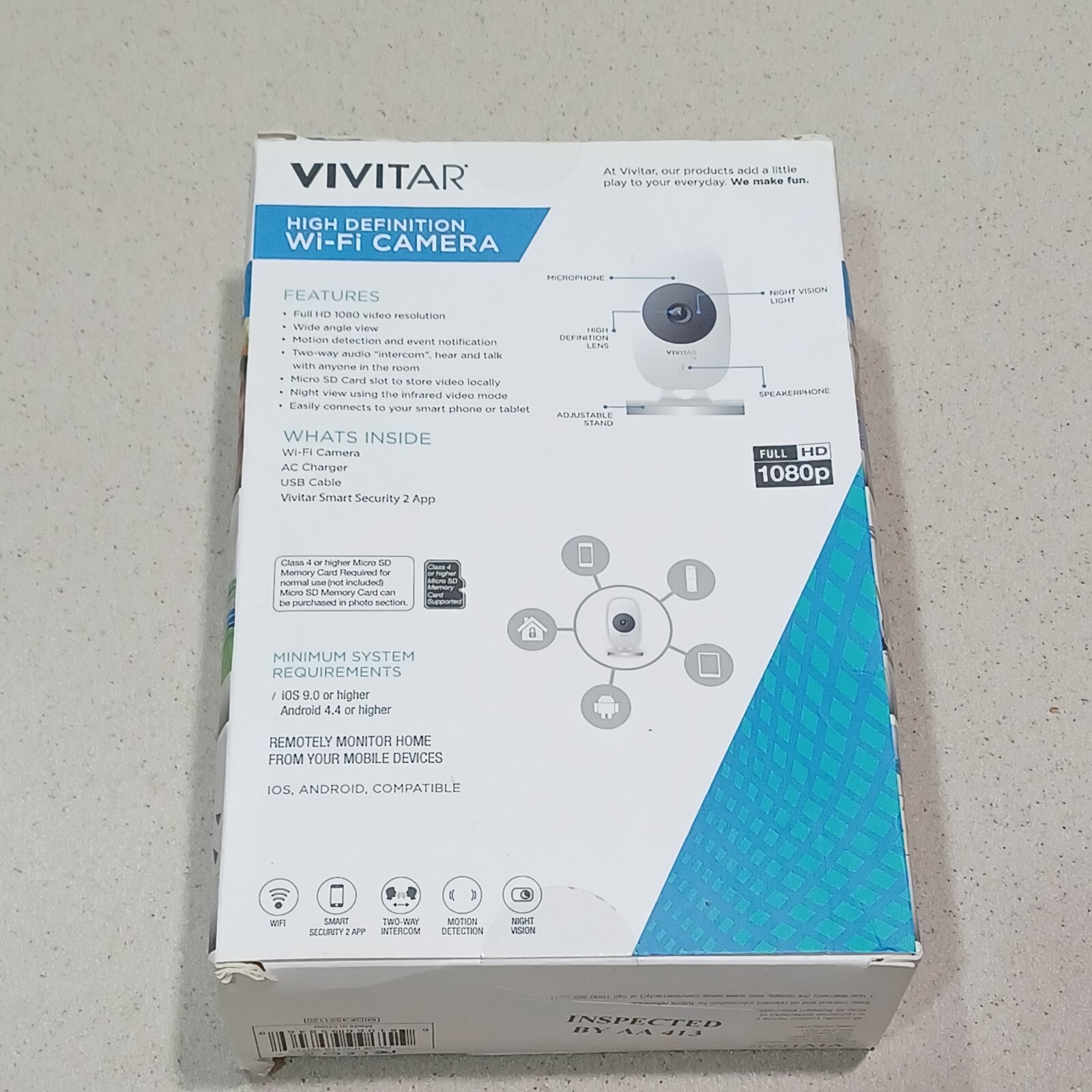 Vivitar Home Security Wi-Fi Cam White IPC PC113-WHT full HD 1080p resolution New