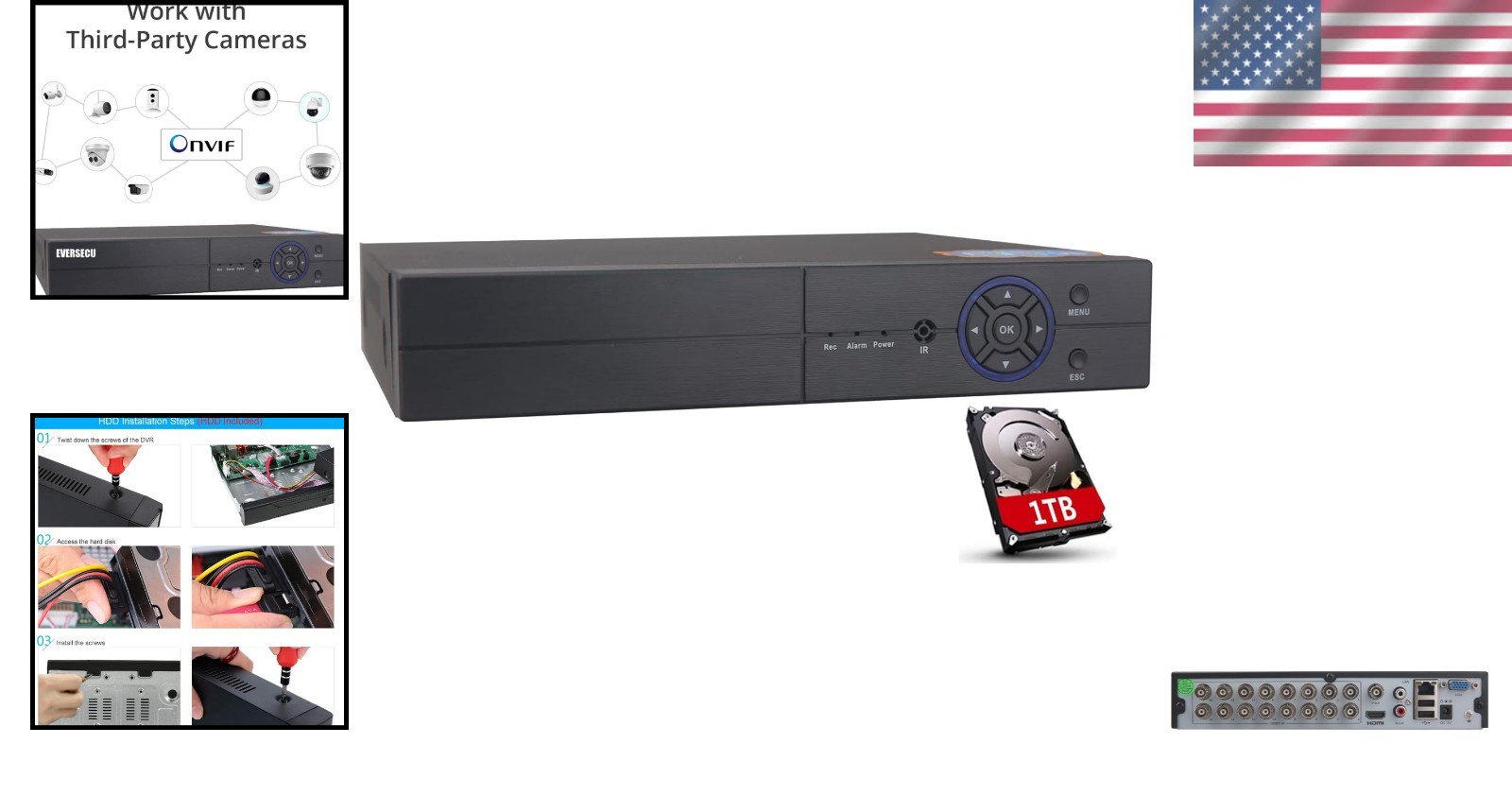 Full HD 16 Channel Hybrid DVR with 1TB Storage & Motion Detection Alerts