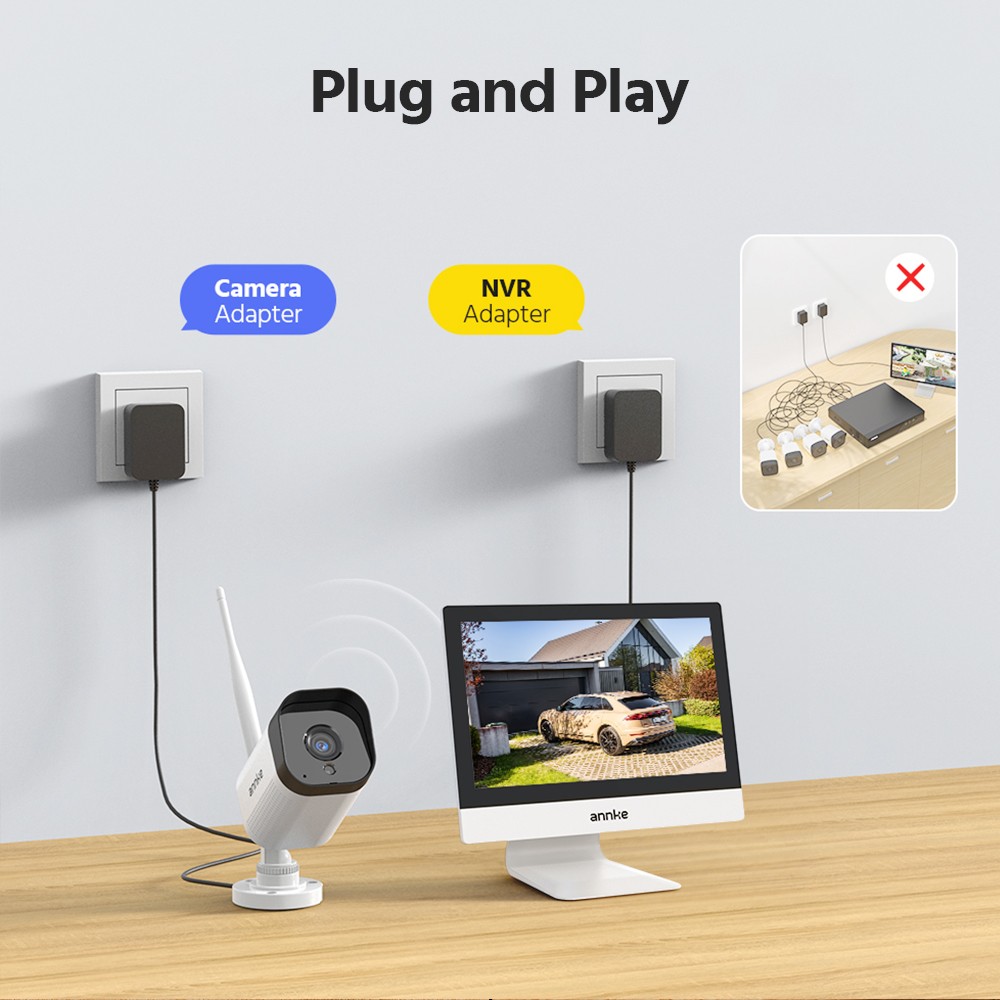 ANNKE 4K 10CH 12” NVR Wireless 8MP AI Security Camera System Two Way Audio