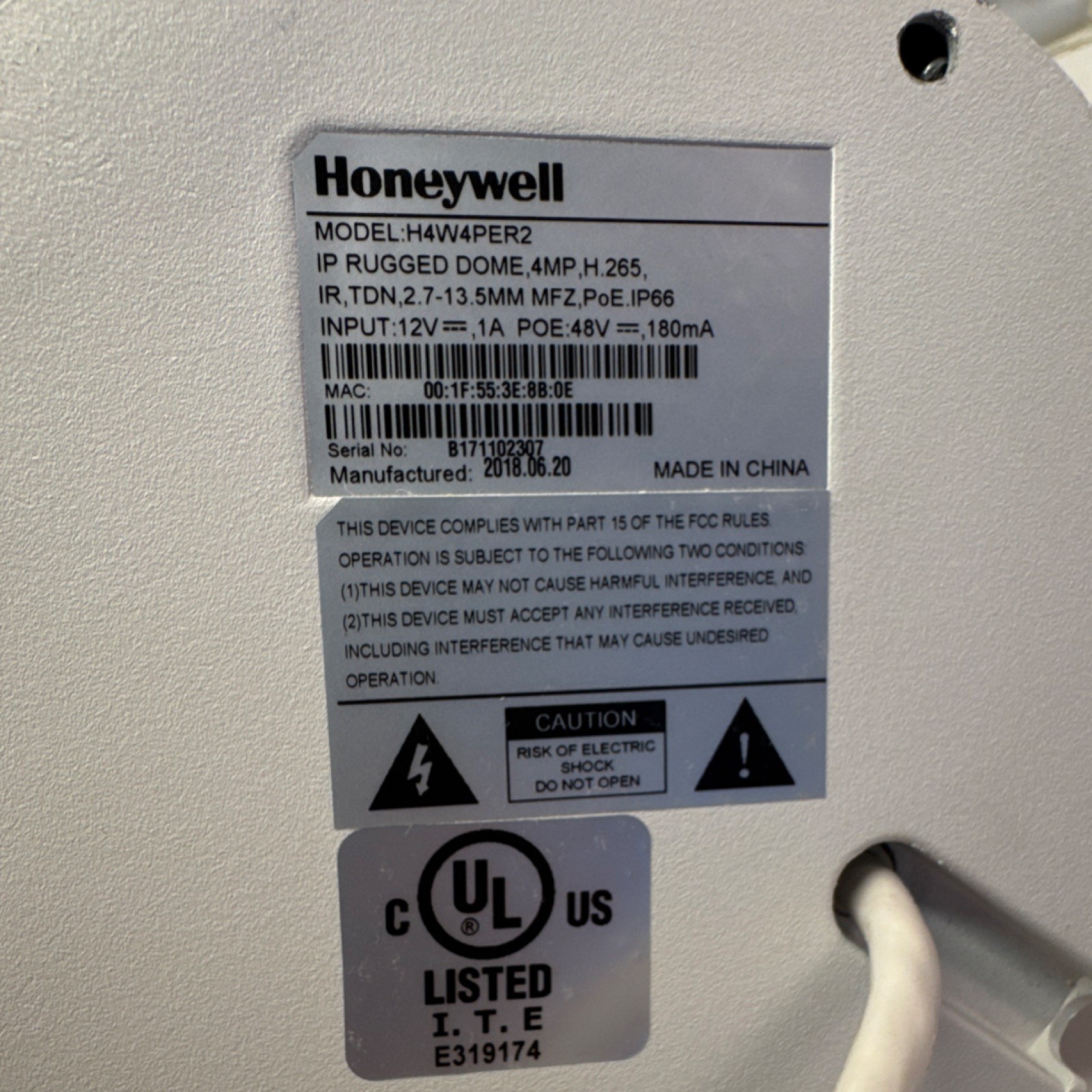 Honeywell H4W4PER2 4MP IP Rugged Dome Camera IR Weatherproof PoE Network