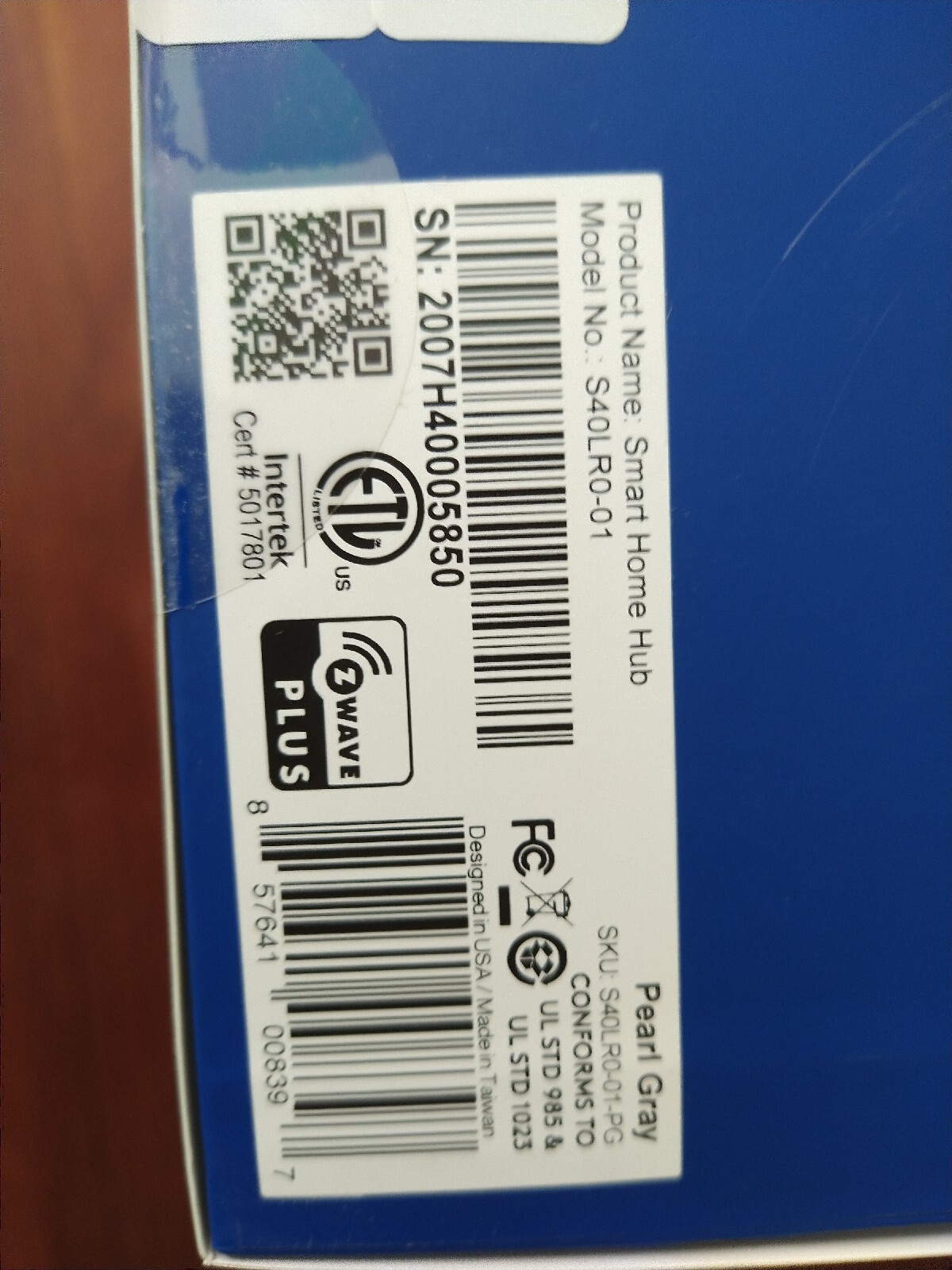NIB Blue By ADT Smart Home Hub S40LR0-01 Pearl Gray No Activation Code Required