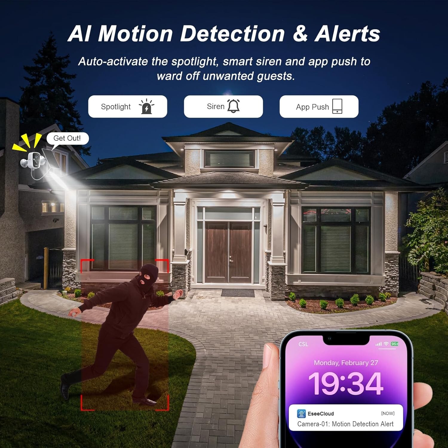 4MP Solar Wireless Security Camera System WIFI 10CH Monitor NVR 2-Way Audio 128G