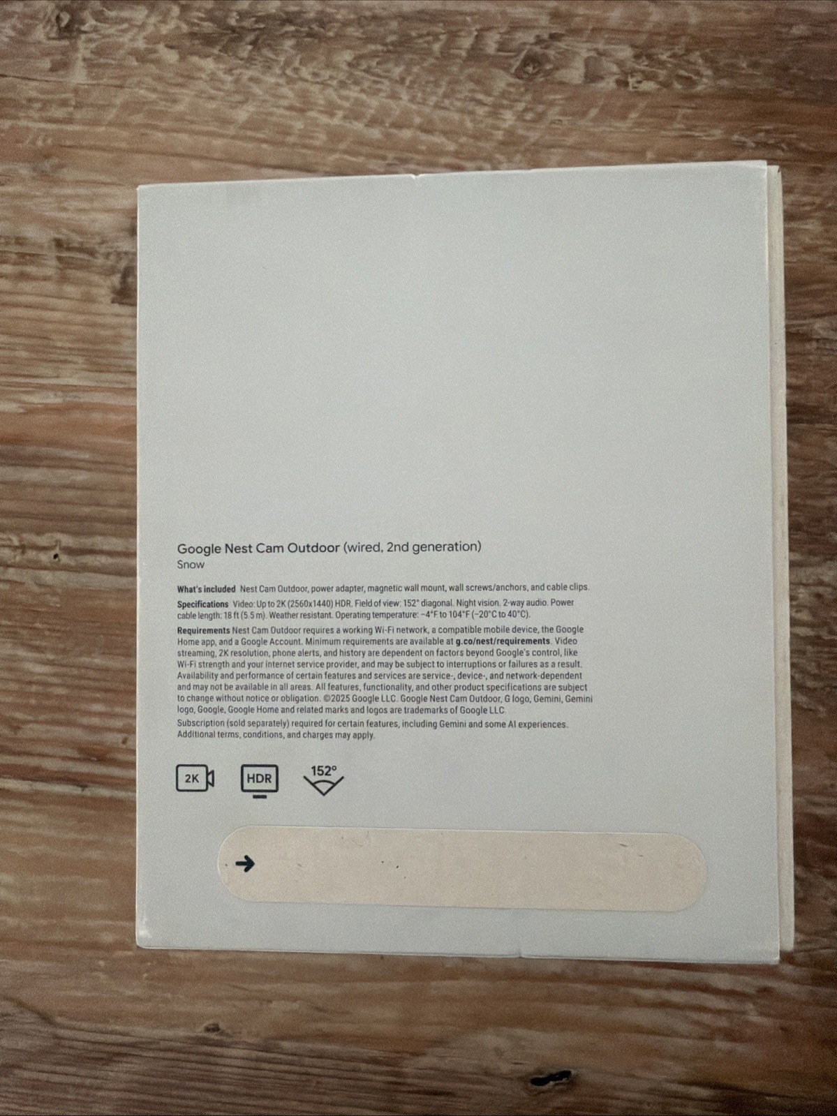 Google Nest Cam Outdoor. Wired power + WiFi signal, 2nd Gen.