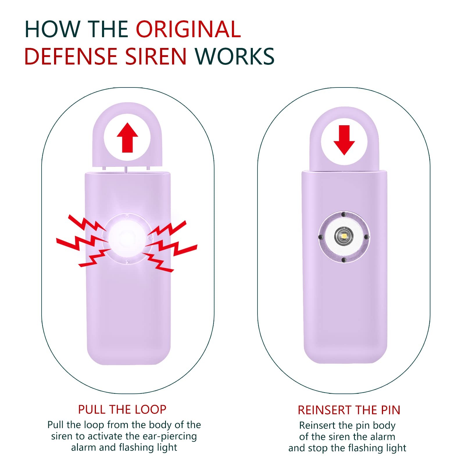 – Personal Safety Alarm for Women–135dB Siren, Strobe Light and Rechargeable …