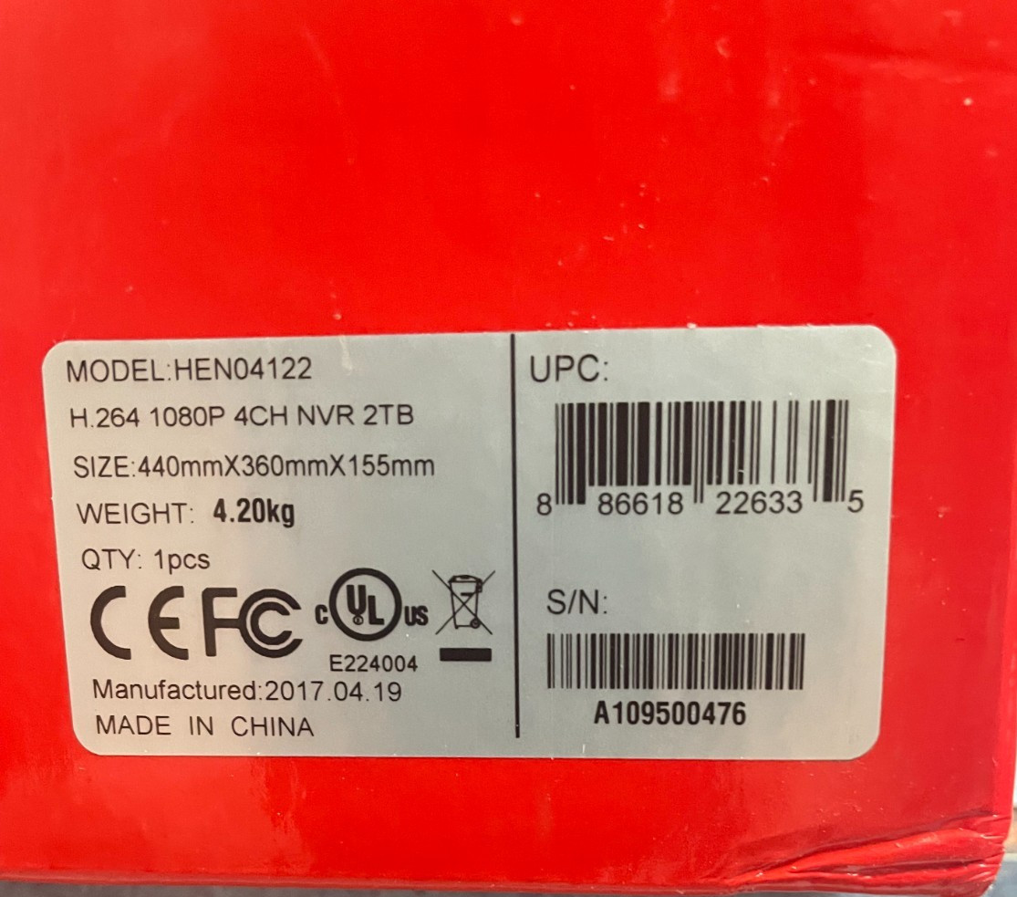 Honeywell HEN04122 Performance Series IP Embedded 4-CH NVR 2TB NEW IN OPEN BOX!