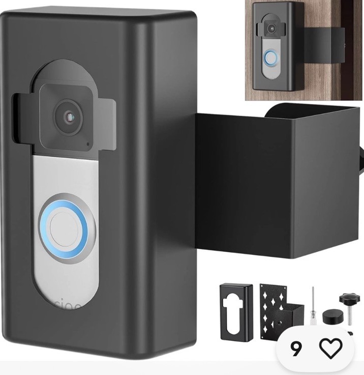 Anti-Theft Video Doorbell Mount, No Drill Bracket Holder Accessories Black