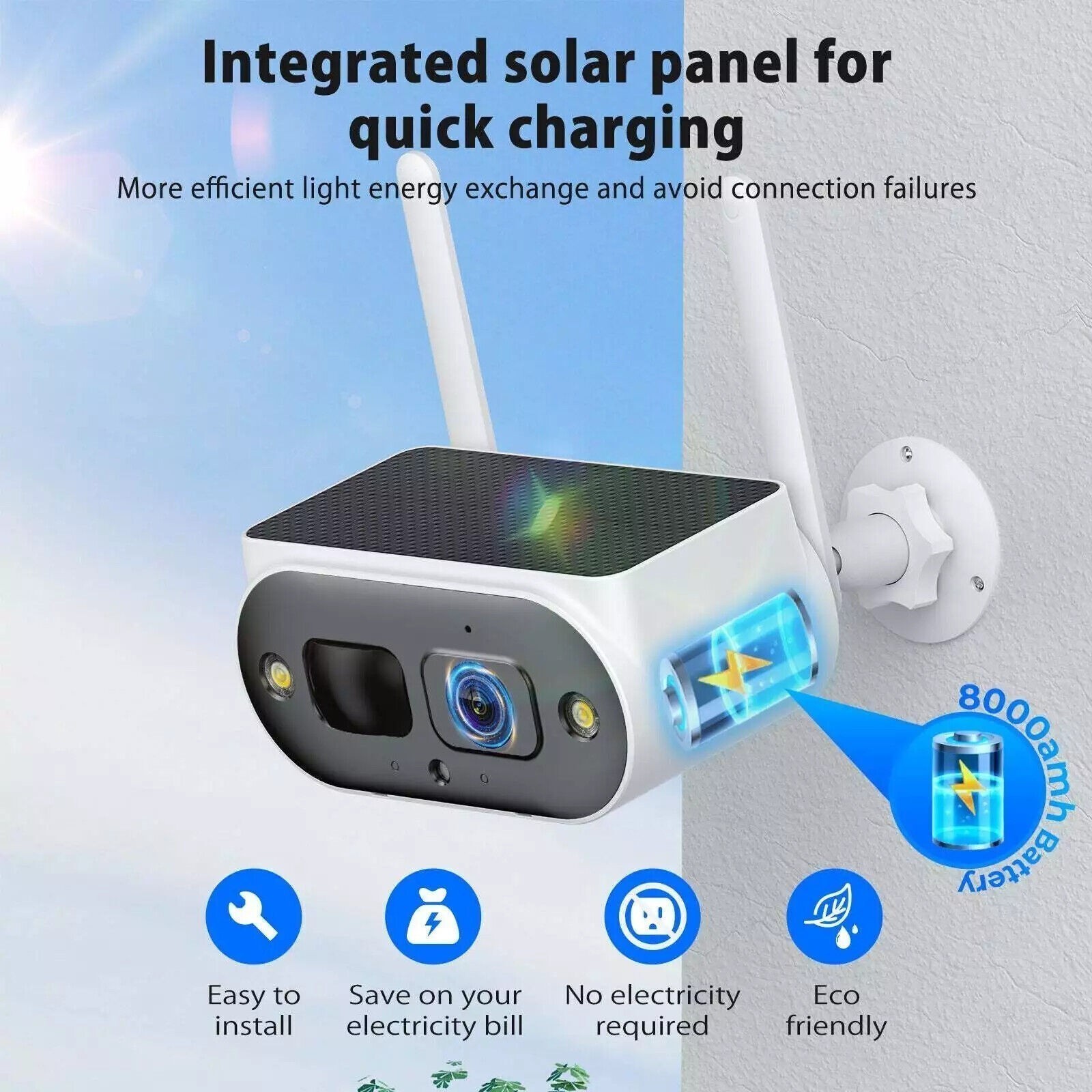 Solar Security Cameras Wireless Outdoor Home Security System 10CH NVR 4-Cameras