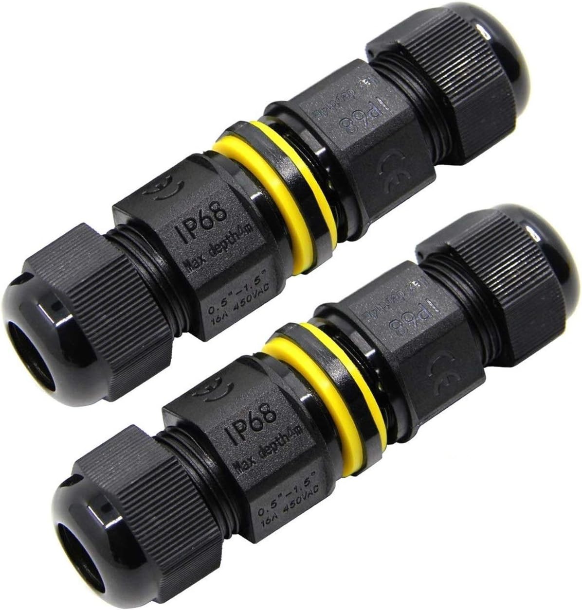 Junction Box Outdoor Waterproof IP68 Electrical Cable Connector 2 Way black