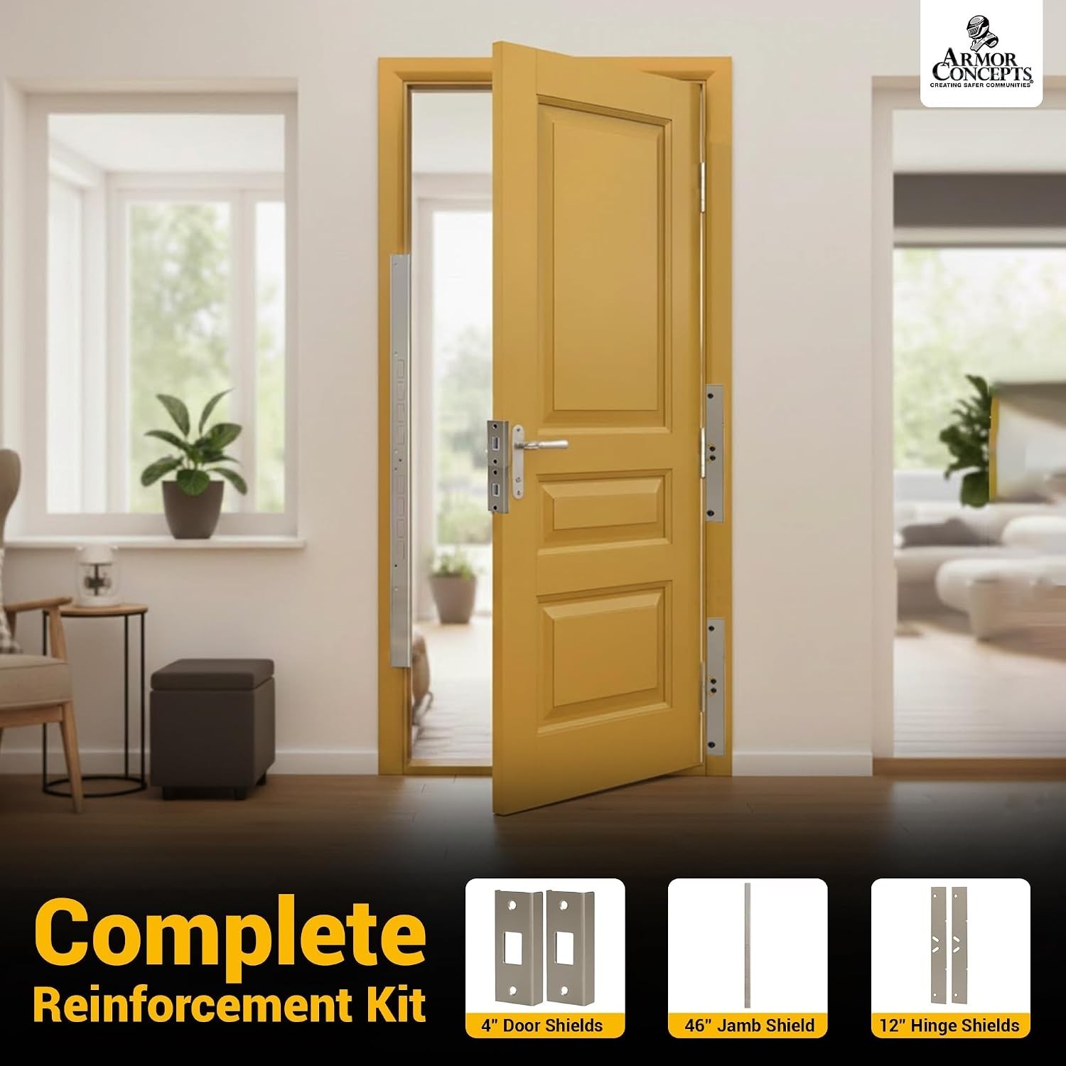 Effortless Installation 5-Piece Heavy Duty Door Reinforcement Kit – Satin Nickel