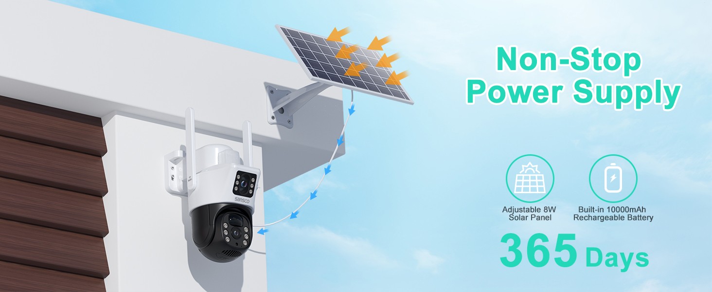 WiFi 4MP Wireless Solar Power PTZ Camera Security CCTV Surveillance Home Outdoor
