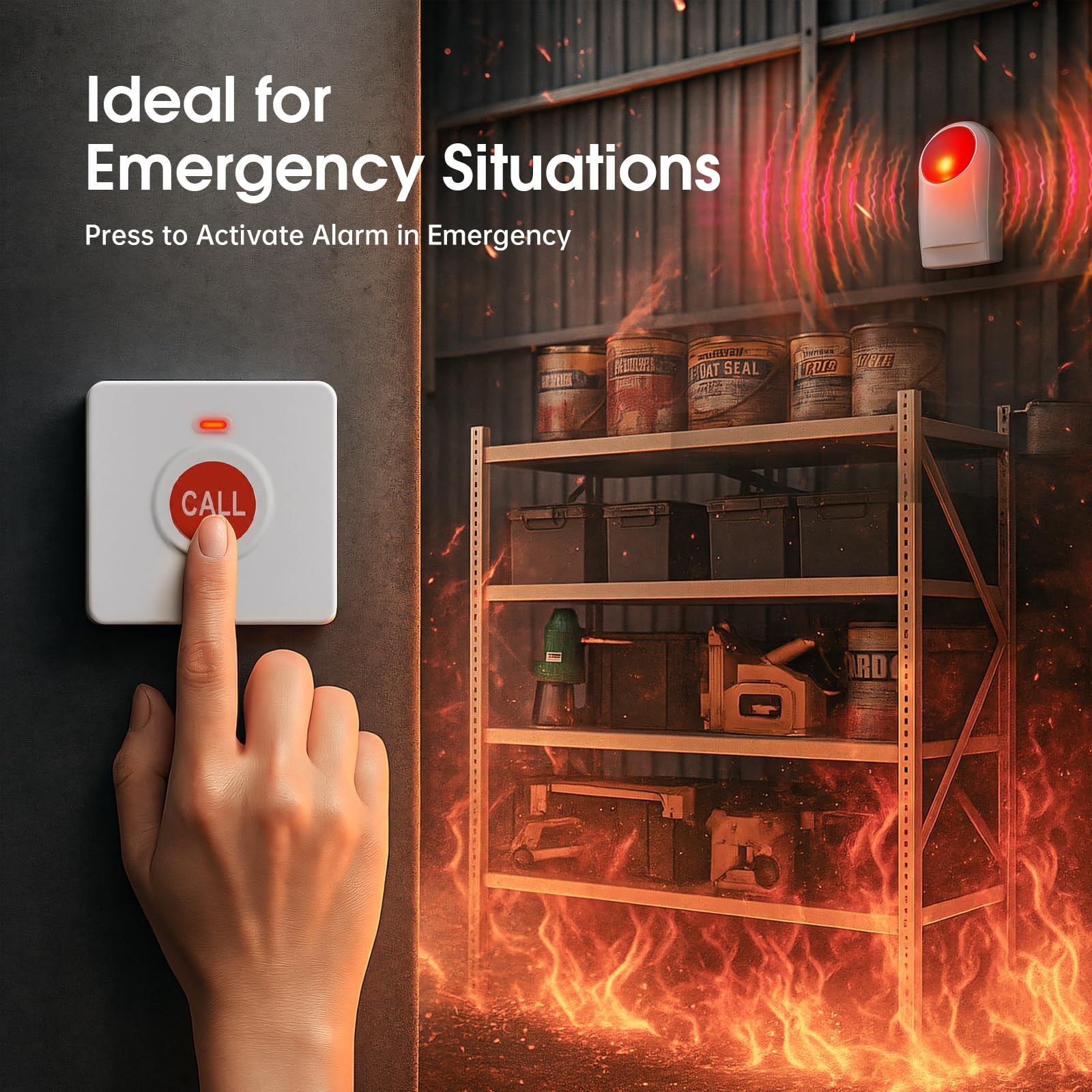 Panic Button Alarm – Wireless System for Elderly & Disabled, Battery Powered,…