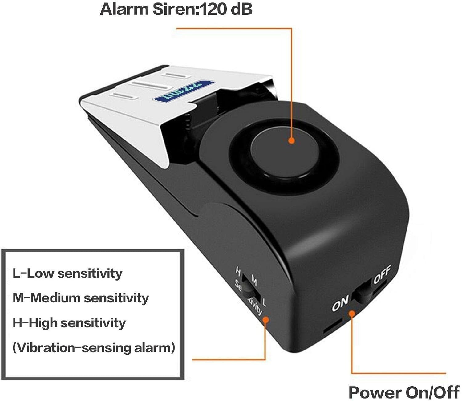 Portable Door Stop Alarm with 120dB Siren for Home Security & Travel Safety