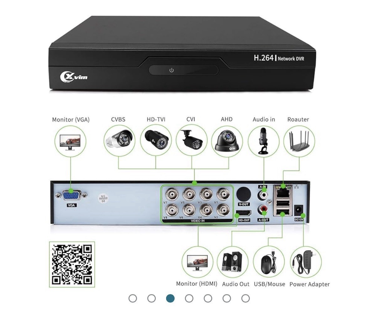 XVIM 8CH DVR H.265+ Outdoor CCTV 1080P 4 Security Camera System IR Night Vision
