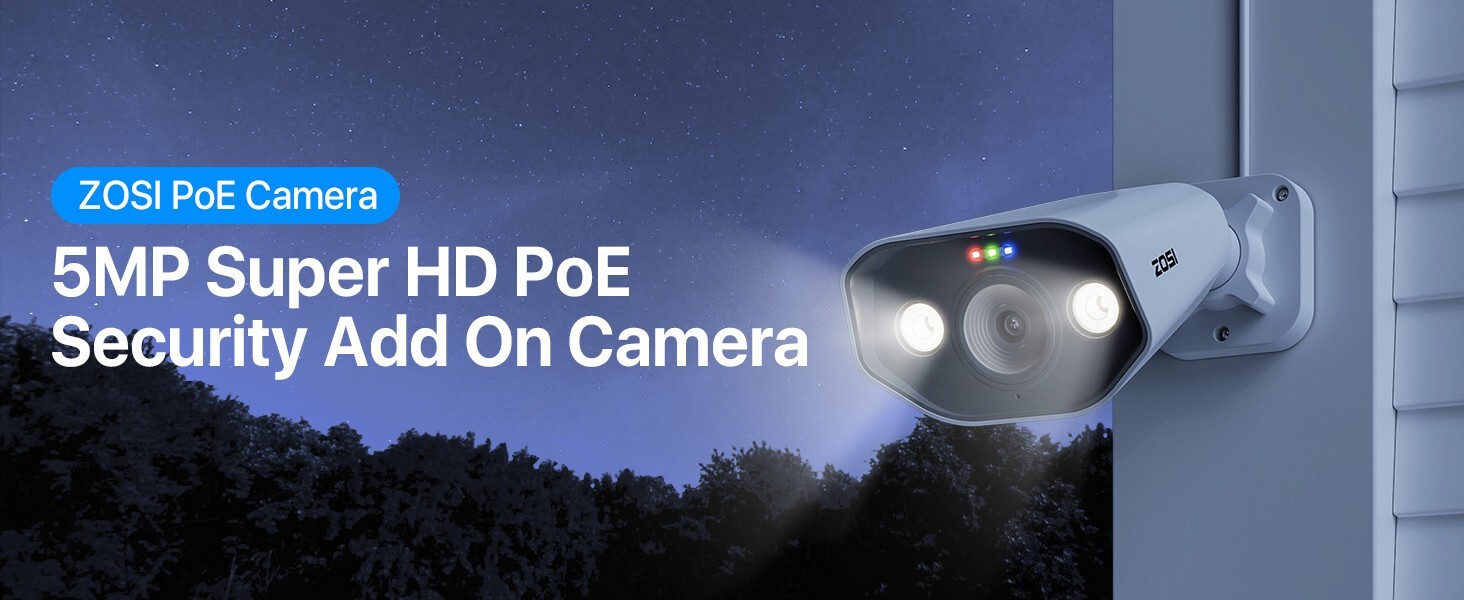 ZOSI 8CH 4K H.265+NVR 5MP Outdoor PoE Security Home Camera System – 6 Cameras!