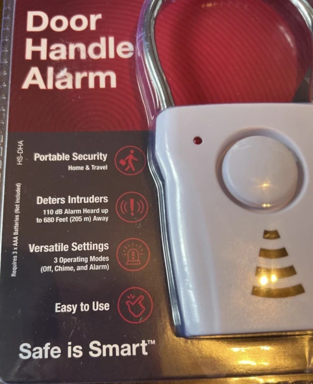 Sabre Door Handle Alarm Security With 2 Detection / 3 Operating Modes New 2 Qty