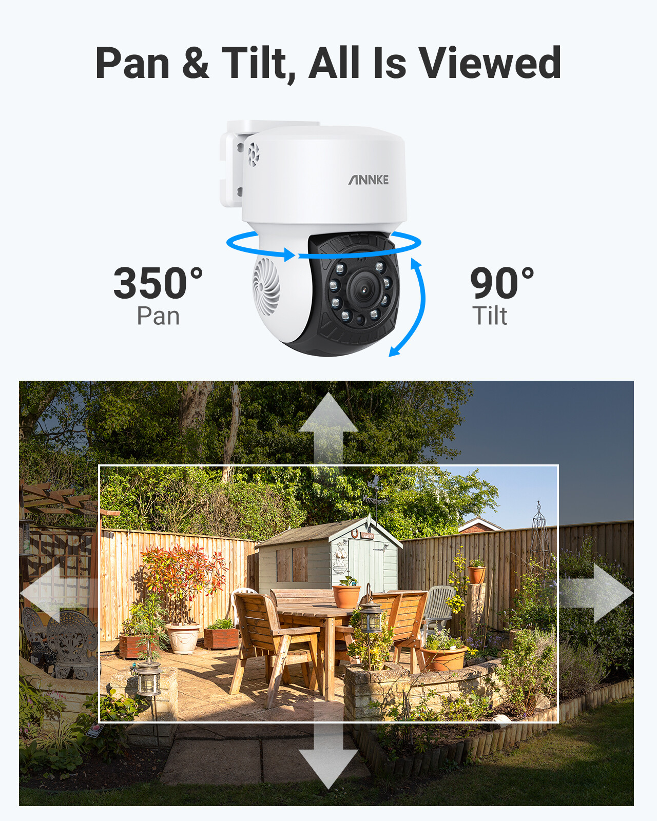 ANNKE HD 1080P Video CCTV Security Camera 2MP 350° Pan&Tilt Outdoor Night Vision