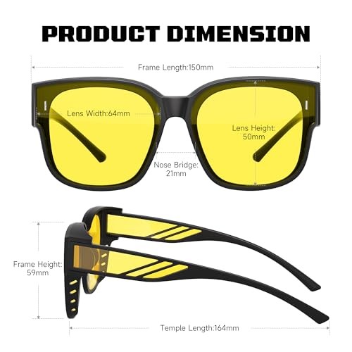 Night Vision Driving Glasses for Men Women – Square Polarized Fit A02-black