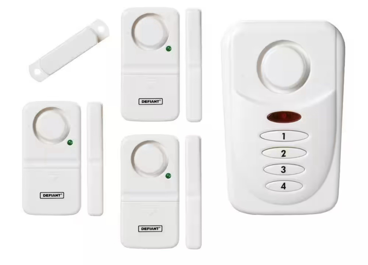 OPEN BOX NEW Defiant Wireless Home Security Door/Window Alarm Kit 4 Sensors