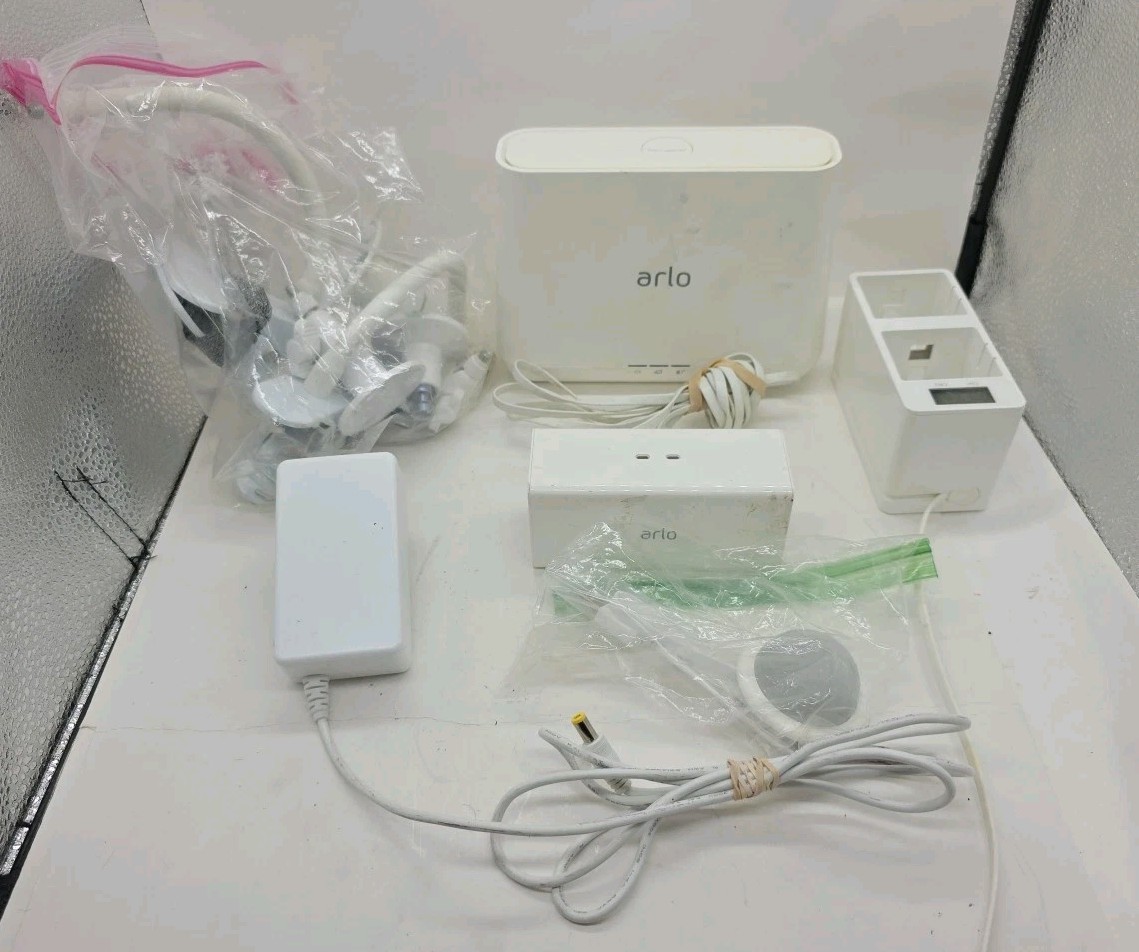 Lot Of 3 Arlo/Netgear Security Cameras /Base Station, Batteries & Charger AS IS