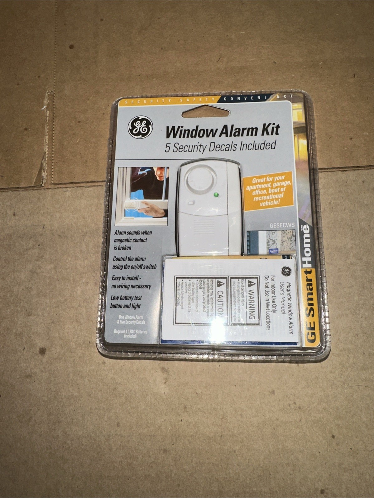 GE Window Alarm Kit Personal Security 1 window alarm & 5 security decals