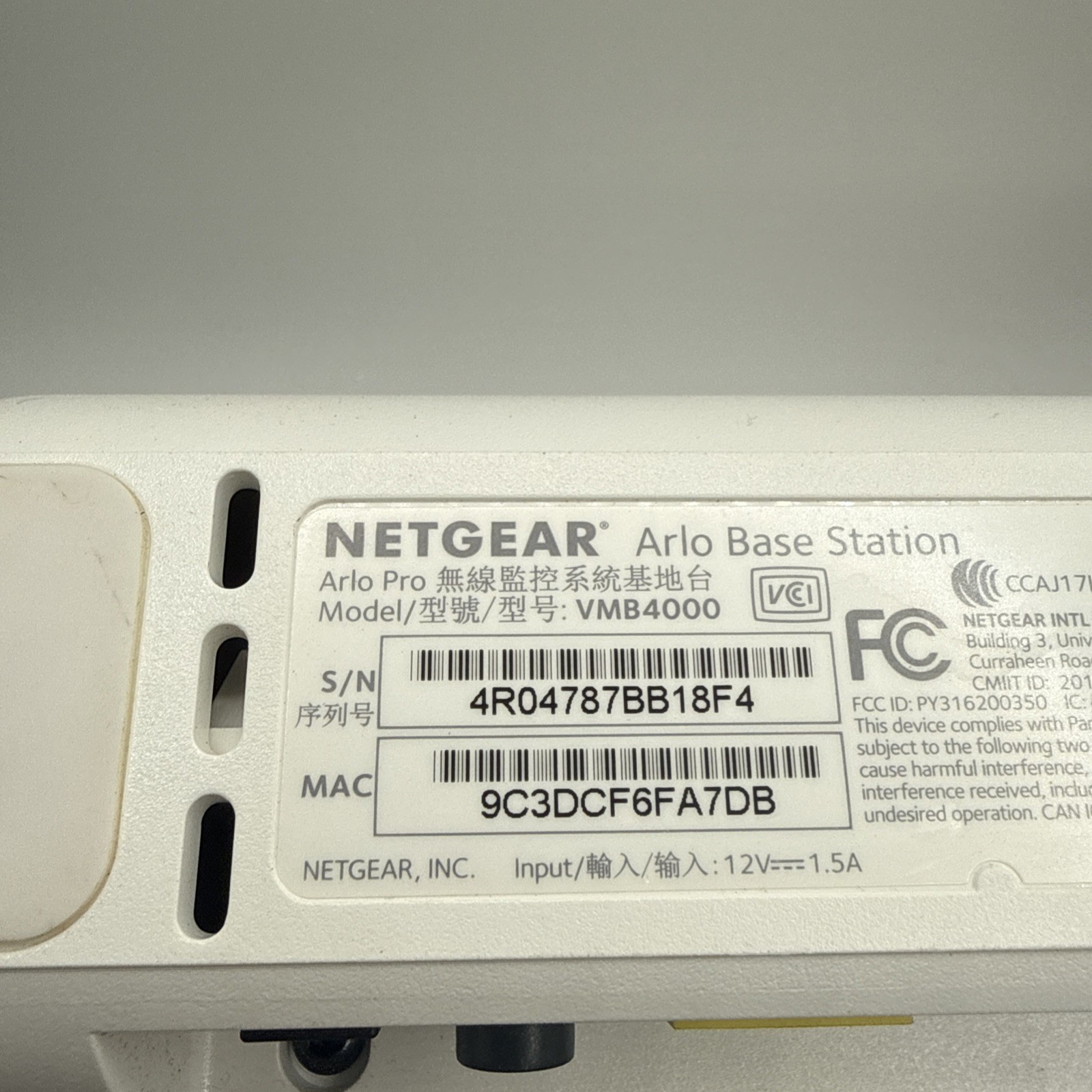 Netgear Arlo Pro Wireless Security Base Station VMB4000 Pre-owned