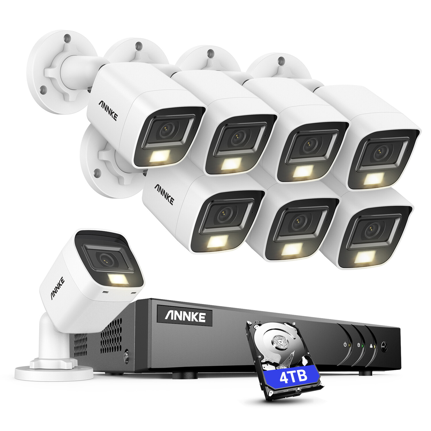 ANNKE 3K Lite 8CH DVR HD 5MP Audio Security Camera System AI Color Night Outdoor