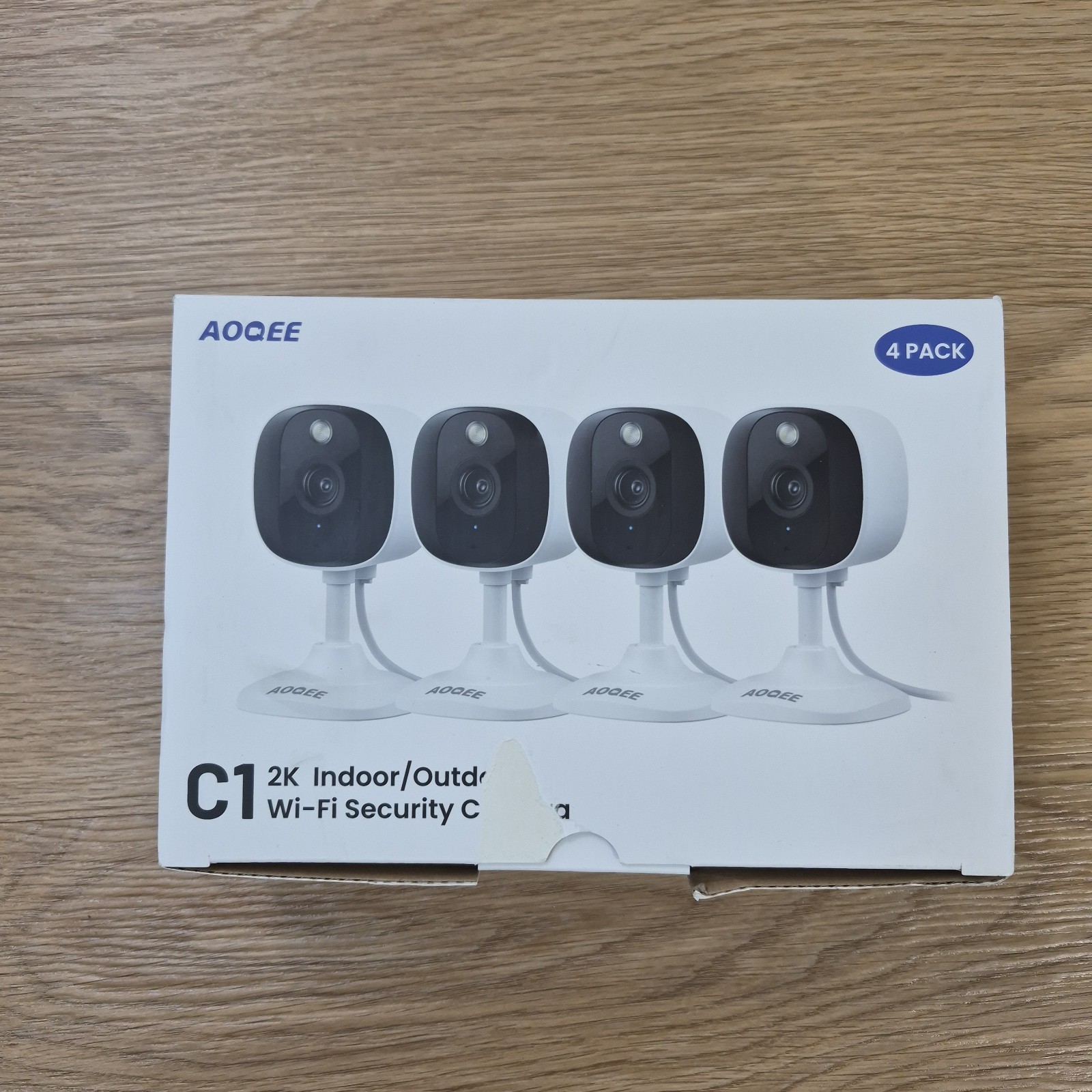 2K Cameras for Home Security-Outdoor/Indoor Camera for C1-White-4pack-2.4G