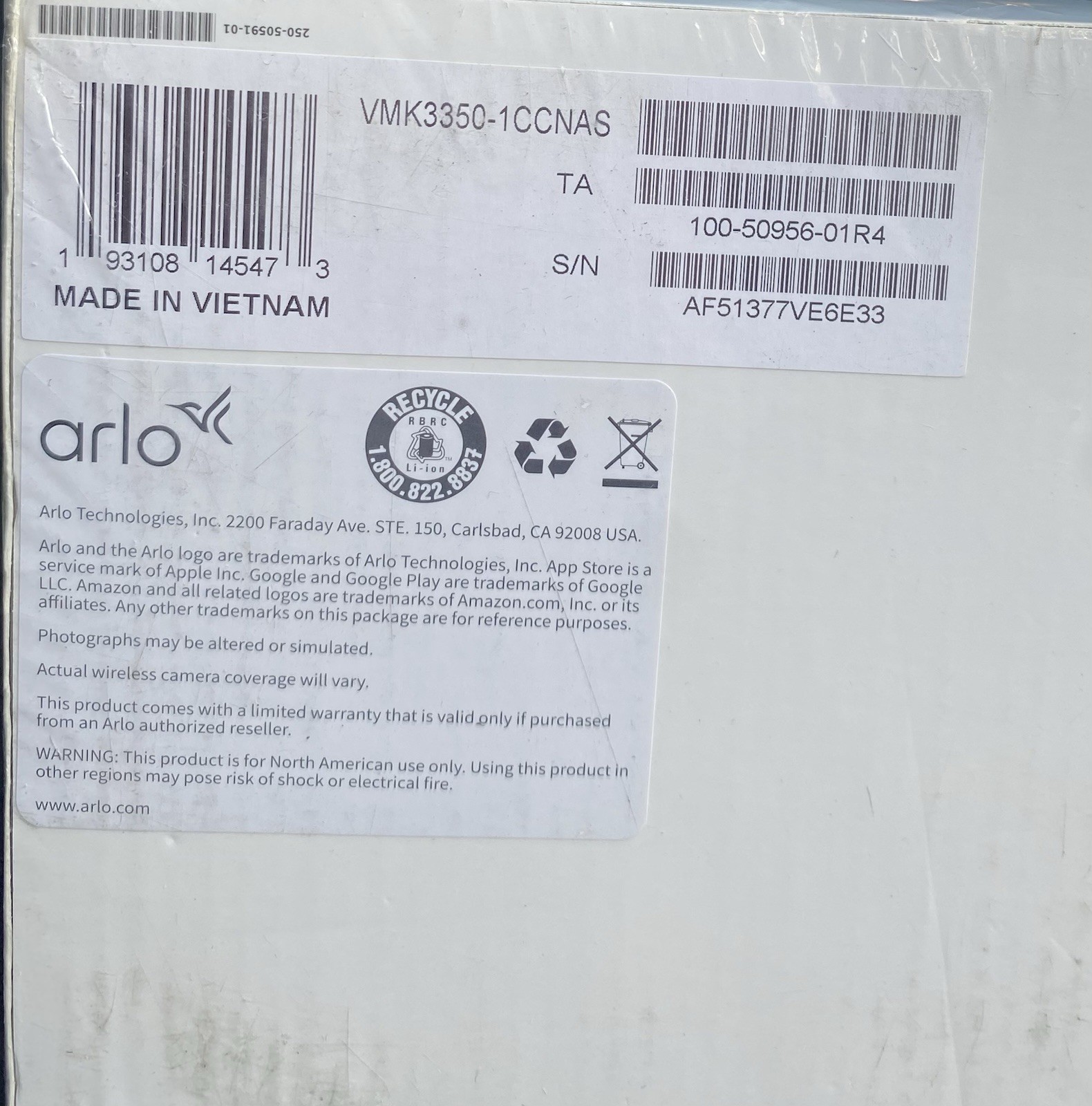 3 Pack Arlo Essential Outdoor 2K Camera 2nd Generation with 3 Solar Panels Seal